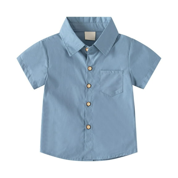 XXWXYD Clearence Button-Up Shirts for Boys 2-8 Years - Multi-Pocket Short Sleeve Solid Color Top with Reinforced Collar, Smart Casual Everyday Essentials from Toddler to Youth