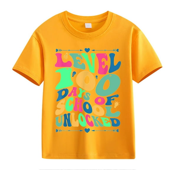 XXWXYD Clearence Educational Milestone Youth Tee - 100th Day Celebration Shirt with Numerals for School Year Tracking (3-4 Years,Orange)