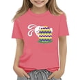 thumbnail image 1 of XXWXYD Clearence Floral Easter Bunny Tee for Girls - Vibrant Spring Colors Cotton Shirt, Skin-Friendly Kids Tshirt Perfect for Easter Sunday & Seasonal Photoshoot (6-7 Years,Pink), 1 of 7