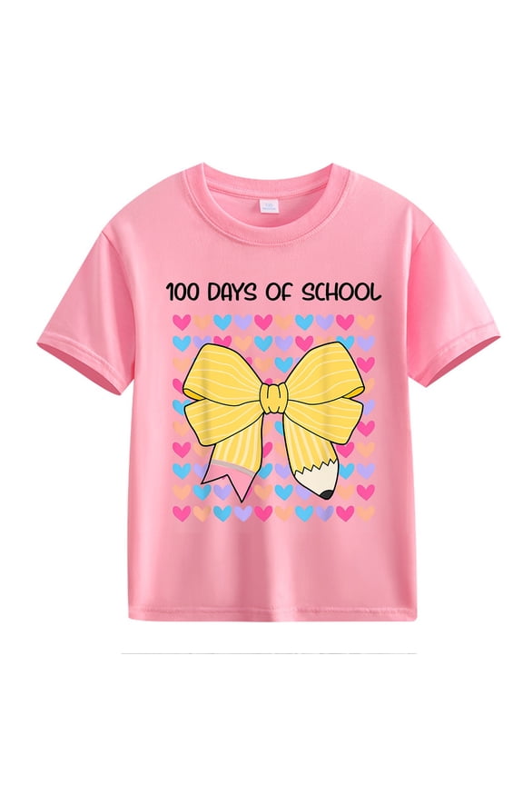 Clearence Girls And Boys Interactive Math Celebration Shirt - 100th Day School Event Cotton Tee with Counting Fun Graphics (10-11Years,Pink)