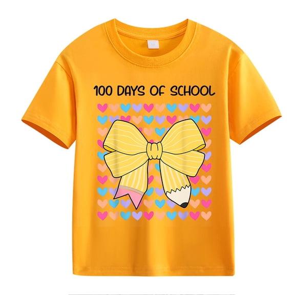 XXWXYD Clearence Girls And Boys Interactive Math Celebration Shirt - 100th Day School Event Cotton Tee with Counting Fun Graphics (3-4 Years,Orange)