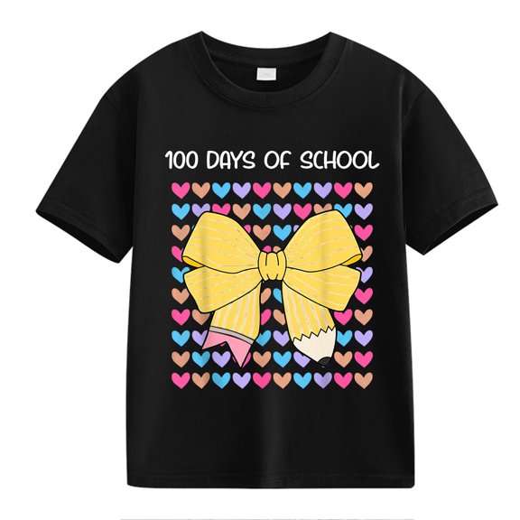 XXWXYD Clearence Girls And Boys Interactive Math Celebration Shirt - 100th Day School Event Cotton Tee with Counting Fun Graphics (6-7 Years,Black)