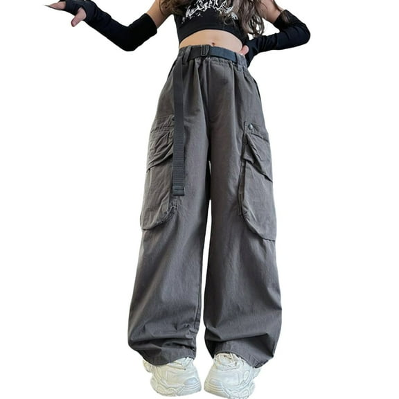 XXWXYD Clearence Girls Baggy Overalls 90s Grunge Style Wide Leg Jumpsuits Soft Denim Play Clothes Big Kids Age 10-14 Back-to-School Fashion with Cargo Pockets