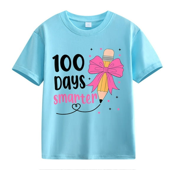 XXWXYD Clearence Girls And Boys School Milestone Commemorative Top - Numeric Print Soft Fabric Tee for Boys & Girls Academic Events (2-3 Years,Sky Blue)