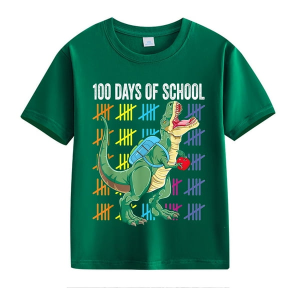 XXWXYD Clearence Girls And Boys School Year Progress Marker Top T-Shirt - Motivational 100 Days Celebration Shirt for Classroom Photo Ops (12-13 Years,Green)