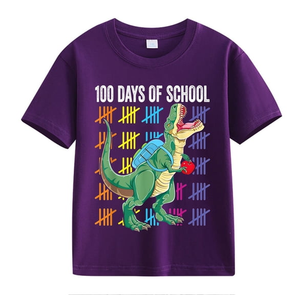 XXWXYD Clearence Girls And Boys School Year Progress Marker Top T-Shirt - Motivational 100 Days Celebration Shirt for Classroom Photo Ops (12-13 Years,Purple)