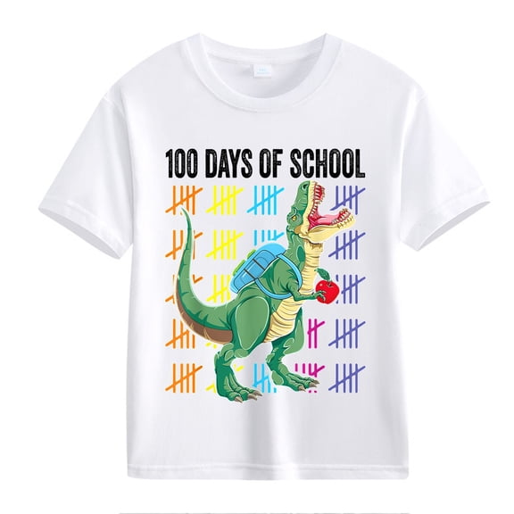 XXWXYD Clearence Girls And Boys School Year Progress Marker Top T-Shirt - Motivational 100 Days Celebration Shirt for Classroom Photo Ops (2-3 Years,White)