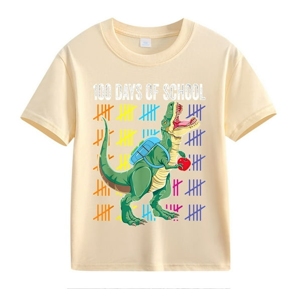 XXWXYD Clearence Girls And Boys School Year Progress Marker Top T-Shirt - Motivational 100 Days Celebration Shirt for Classroom Photo Ops (3-4 Years,Beige)