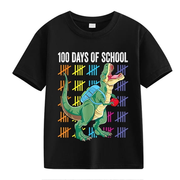 XXWXYD Clearence Girls And Boys School Year Progress Marker Top T-Shirt - Motivational 100 Days Celebration Shirt for Classroom Photo Ops (8-9 Years,Black)