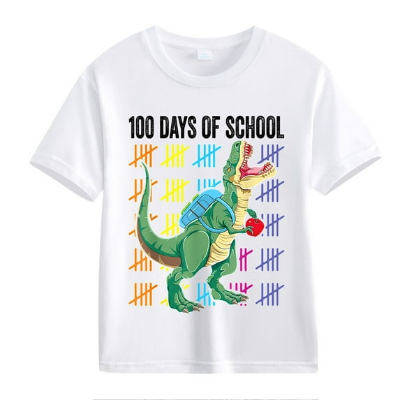 XXWXYD Clearence Girls And Boys School Year Progress Marker Top T-Shirt - Motivational 100 Days Celebration Shirt for Classroom Photo Ops (8-9 Years,White)