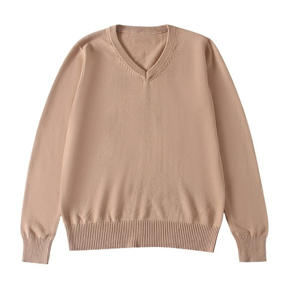 XXWXYD Clearence Girls Boys V-Neck Solid Color Sweater Long Sleeve Knit Top for School Uniform & Casual Outfit 4-7 Years