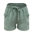 thumbnail image 1 of XXWXYD Clearence Girls Wide Leg Linen Shorts Elastic Waist Beachwear with Pockets Summer 2025 Casual Resort Drawstring High-Rise Shorts for Teens, 1 of 8