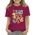 thumbnail image 1 of XXWXYD Clearence Kids Girls And Boys Number Graphic Cotton Top - Numeric Print Shirt for School Math Fair & STEM Activities (12-13 Years,Wine), 1 of 1