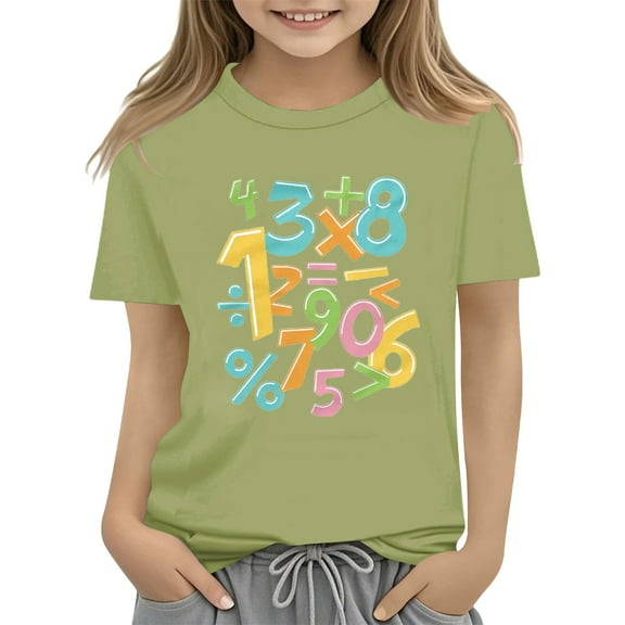 XXWXYD Clearence Kids Girls And Boys Number Graphic Cotton Top - Numeric Print Shirt for School Math Fair & STEM Activities (3-4 Years,AG)