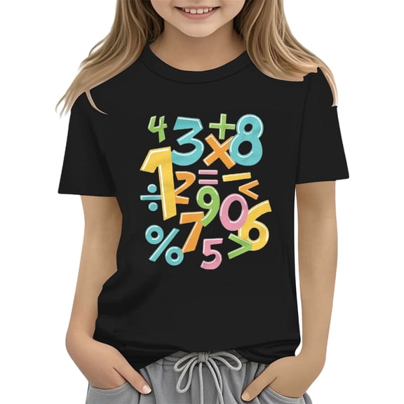 XXWXYD Clearence Kids Girls And Boys Number Graphic Cotton Top - Numeric Print Shirt for School Math Fair & STEM Activities (3-4 Years,Black)