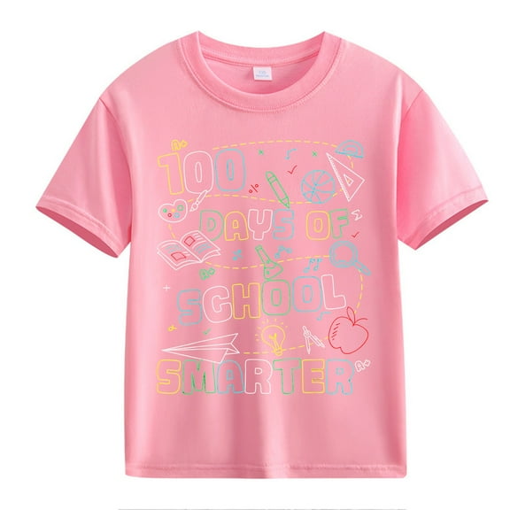 XXWXYD Clearence Kids’ Girls And Boys T-Shirt Academic Achievement Top - Cheerful 100th Day School Shirt with Playful Number Design (4-5 Years,Pink)