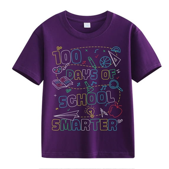XXWXYD Clearence Kids’ Girls And Boys T-Shirt Academic Achievement Top - Cheerful 100th Day School Shirt with Playful Number Design (2-3 Years,Purple)