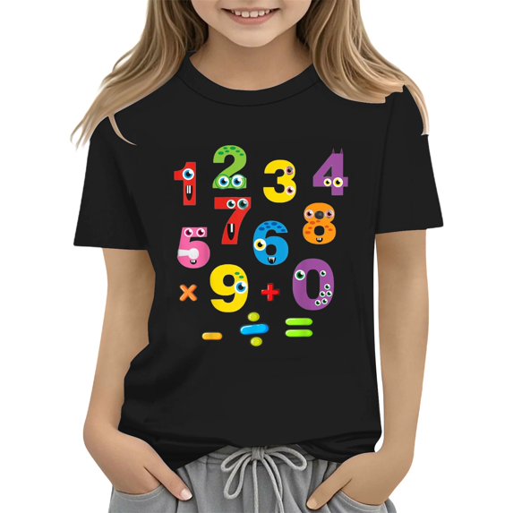 XXWXYD Clearence Kids Girls And Boys Youth Tee T Shirt - Interactive Math Day 2025 Celebration Shirt with Educational Number Designs (4-5 Years,Black)