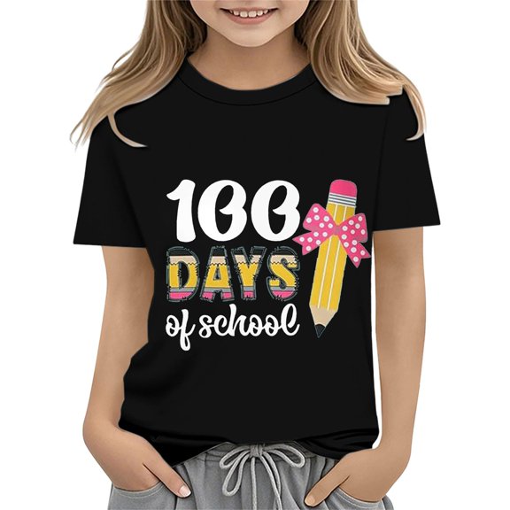 XXWXYD Clearence Kids Pre-K Graduation Outfit - Adorable First School Day Tee for Toddlers, Comfortable Cotton Kindergarten Shirt with Motivational Back to School Slogan (6-7 Years,Black)
