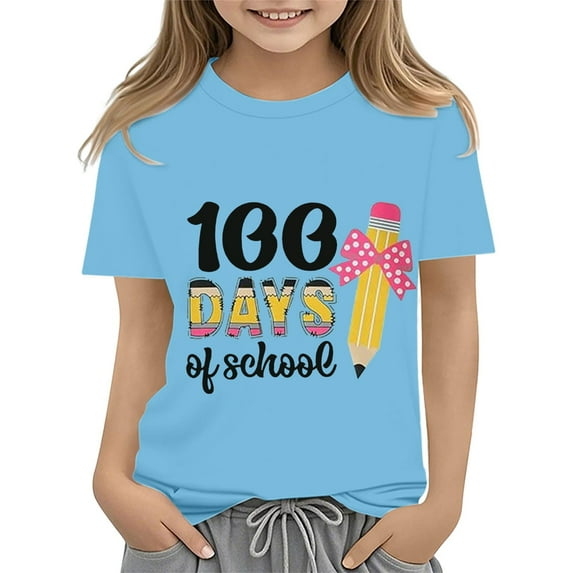 XXWXYD Clearence Kids Pre-K Graduation Outfit - Adorable First School Day Tee for Toddlers, Comfortable Cotton Kindergarten Shirt with Motivational Back to School Slogan (2-3 Years,Sky Blue)