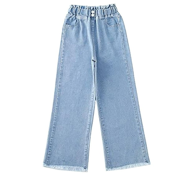 XXWXYD Clearence Korean Style Girls Wide-Leg Jeans Mid-Large Kids High-Quality Denim Pants Spring Fall Streetwear Casual Outfit Essential Trousers