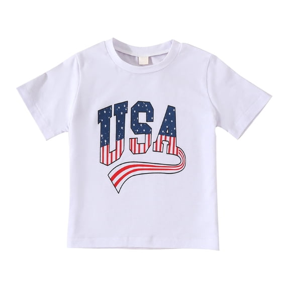 XXWXYD Clearence Patriotic 4th of July Baby Shirts - American Flag Independence Day Short Sleeve Tee with Fireworks Design, Comfortable Cotton Holiday Outfit for Toddler Boys Girls