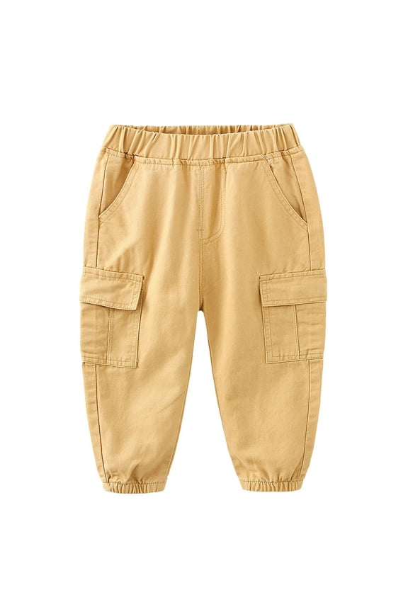 Toddler Boys' Solid Color Mid Rise Elastic Waistband Leggings Work Pants With Pockets Everyday Casual Trend Outfits