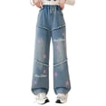 thumbnail image 1 of XXWXYD Clearence Tween Girls Wide Leg Jeans Tassel Stitching Straight Loose Spring Denim Pants Korean Streetwear Fashion for Big Kids, 1 of 8