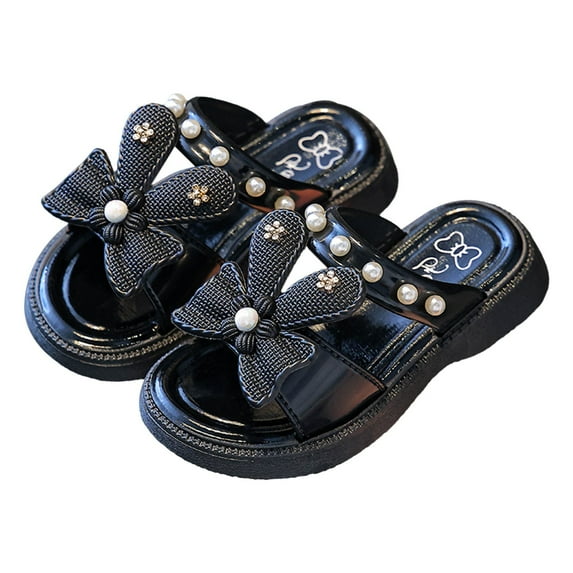 XXWXYD Cloud Pilow Slides for Girls | Memory 𝖥oam Arch-Support | Thick Sole Bow Decor Bedroom Sandals Toddler Approved