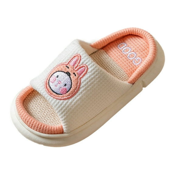 XXWXYD Cotton Rabit Slippers for Kids - Breathable Summer Animal House Shoes with Non-Slip Sole, Matching Family Indoor Outdoor Slippers