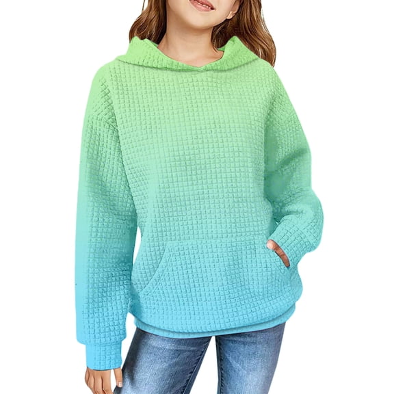 XXWXYD Cute Hoodies for Teen Girls, Trendy Preppy Waffle Hooded Sweatshirt, Oversized Long Sleeve Sweater Tween Casual Pullover