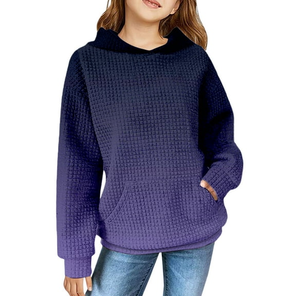 XXWXYD Cute Hoodies for Teen Girls, Trendy Preppy Waffle Hooded Sweatshirt, Oversized Long Sleeve Sweater Tween Casual Pullover