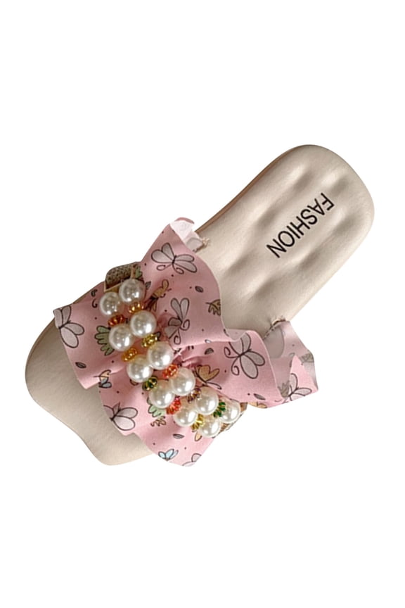 Cute Ruffle Print Slides for Girls Breathable Open Toe Summer Sandals Non-Slip Thick Sole Beach Water Shoes Toddler Outdoor Play Slippers