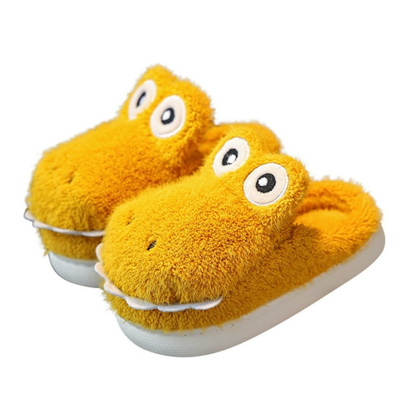 XXWXYD Dinosaur Slippers for Kids Toddlers - Warm Fuzzy Winter Shoes, Non-Slip Indoor Outdoor House Slippers for Boys Girls with Soft Sole