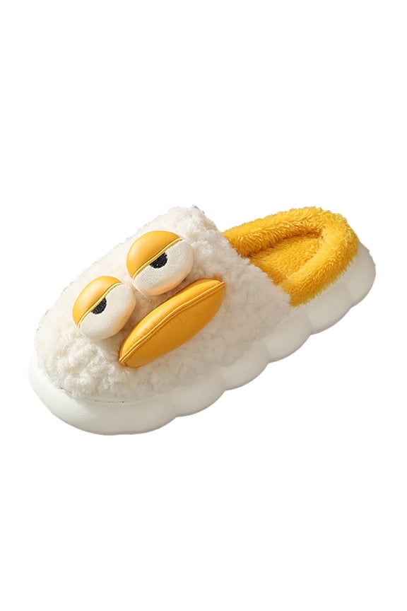 Duck Plush Slippers for Kids Winter Warm House Shoes - Non-Slip Sole 𝖢ozy Indoor Outdoor Toddler Boys Girls Soft Comfort Footwear