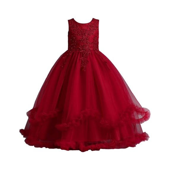 XXWXYD Elegant Princess Dress Flower Girl Gown Tulle Lace Embroidery Wedding Par𝗍y Formal Dresses Bridesmaid Pageant Reception Ceremony Gown Kids Girls Special Occasion