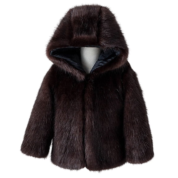 XXWXYD Fa𝗎x F𝗎r Jacket for Kids, Cozy Plush Coat with Hood, Winter Warm Fuzzy Jacket Trendy Outerwear, Soft Christmas HolidayGift Set