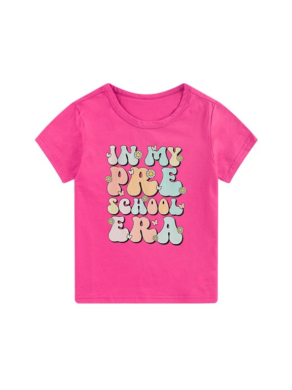 First Day of Preschool Shirt Kids Girls Back to School T-Shirt Letter Print in My Preschool Era Short Short Tops Tee