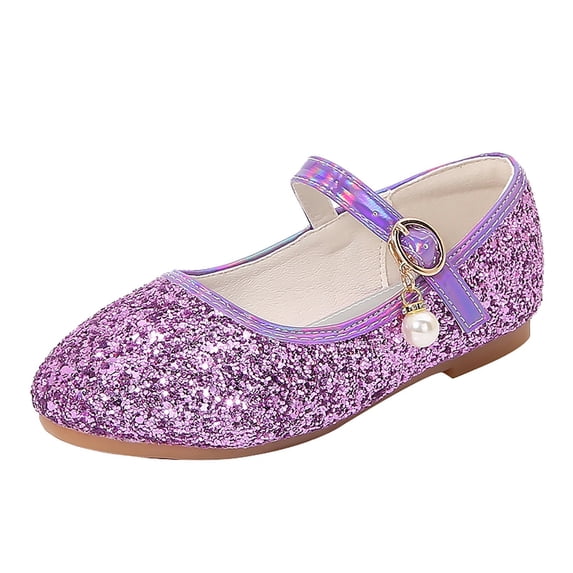XXWXYD Flower Girls Dress Shoes Toddler Kids Wedding Low Heel Shoes Glitter Flat Shoes Wedding Party Princess Shoes for Toddler/Little/Big Kids(6-7Years,Male)
