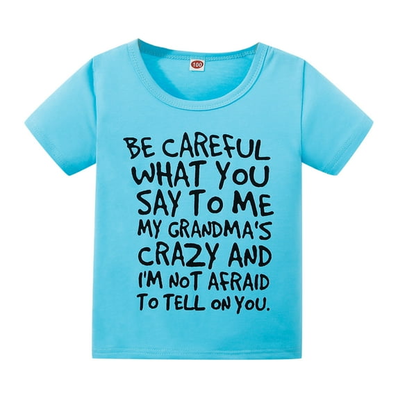 XXWXYD Funny Toddler T-Shirt with Humorous Saying, Cotton Novelty Graphic Tee for Baby Boys Girls, Crazy Grandma Styled Casual Playwear 2T-5T