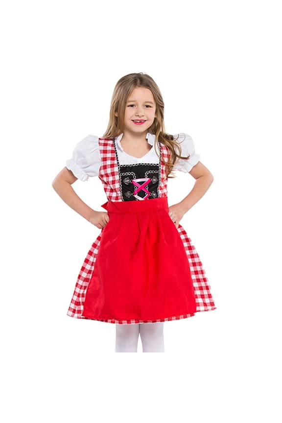 German Dirndl Dress for Women and Girls 𝐎ktoberfest Dress 𝐌edieval 𝖱enaissance Dress with Apron Bavarian Traditional Outfit
