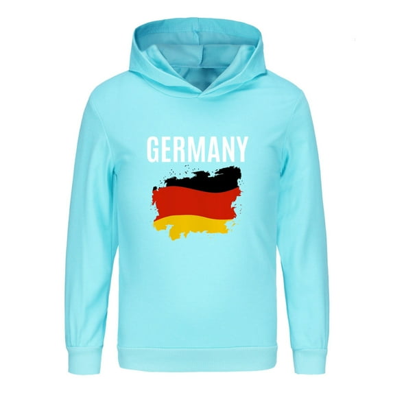 XXWXYD Germany Flag Theme Sweatshirt | German Pullover Hoodie | Kids Athletic Long Sleeve Top | Boys Girls Solid Color Crewneck Jacket Casual Sports Fan Wear