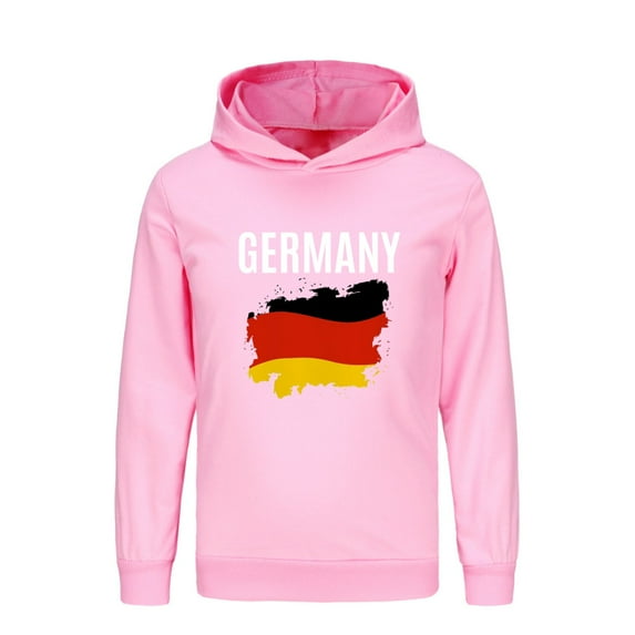 XXWXYD Germany Flag Theme Sweatshirt | German Pullover Hoodie | Kids Athletic Long Sleeve Top | Boys Girls Solid Color Crewneck Jacket Casual Sports Fan Wear