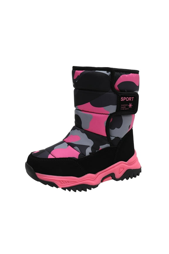 Girl Boots Children Shoes Camouflage Snow Boots Girls Boys Outdoor Boots Waterproof Warm Boots Cotton Snow Boots Lightweight Breathable Sport Athletic(6-7 Years,B)