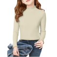 thumbnail image 1 of XXWXYD Girl’s Basic Long Sleeve Mock Neck Top, Solid Color Casual Plus Size Shirts, Slim Fit Half Turtleneck Blouse, 1 of 6