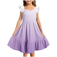 thumbnail image 1 of XXWXYD Girls 2025 Summer Dresses 𝖲mocked Flut𝗍er Sleeve A Line Sundresses Swing Mini Casual Par𝗍y Dresses Size 3-14 Years 𝖥lowy 𝖳iered Ruffl𝖾 Beach Vacation Church School Wedding, 1 of 6