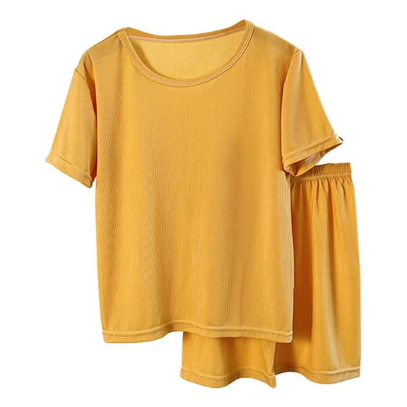 XXWXYD Girls 2PC Ice Silk Pajama Set, Short Sleeve Top & Elastic Waist Pants - Ultra-Soft Nursery Sleepwear for Spring/Summer