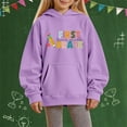 thumbnail image 1 of XXWXYD Girls Back -to -School Letter Print Hooded Sweatshirt, First Day Graphic Pullover Loose Casual Top Fall Spring Trendy Outfit, 1 of 4