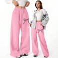 thumbnail image 1 of XXWXYD Girls Baggy Sweatpants Cute Bowknot Print Wide Leg Jogger Sweatpants Girls Joggers Pants Kids Elastic Waist Athletic Loung𝖾 Casual Trousers, 1 of 6