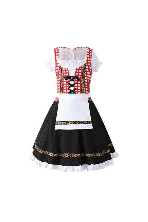XXWXYD Girls Bavarian Dirndl Dress Oktoberfest German Traditional Dress Beer Festival Outfit Lace Trim Adjustable Straps Party Dress